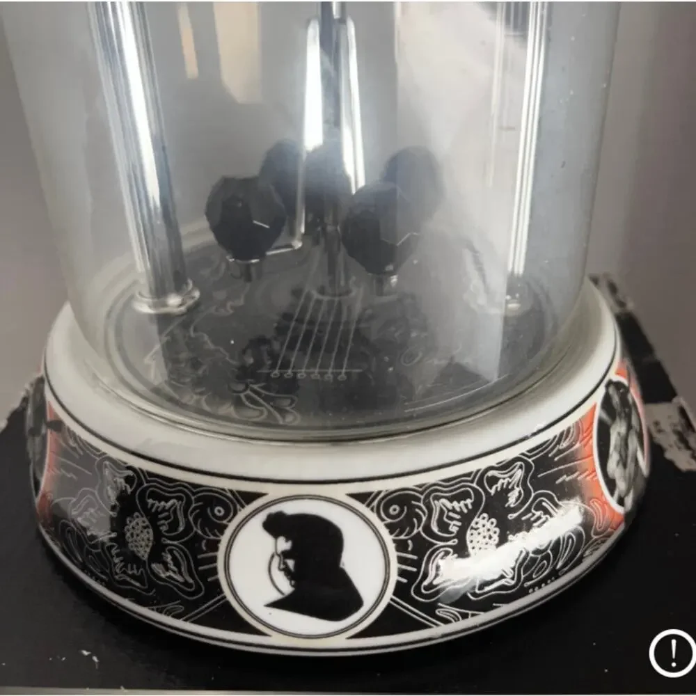 ELVIS PRESLEY Silver Anniversary Clock Porcelain Base Rotate Glass Dome
